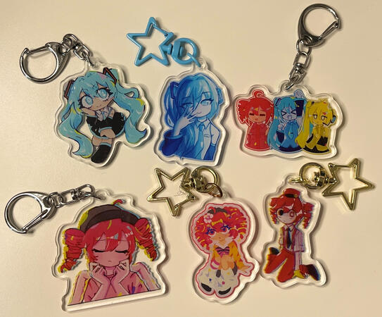 miku and teto keychains